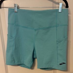 Brooks Aqua High-Rise Bike Shorts with Side Pockets